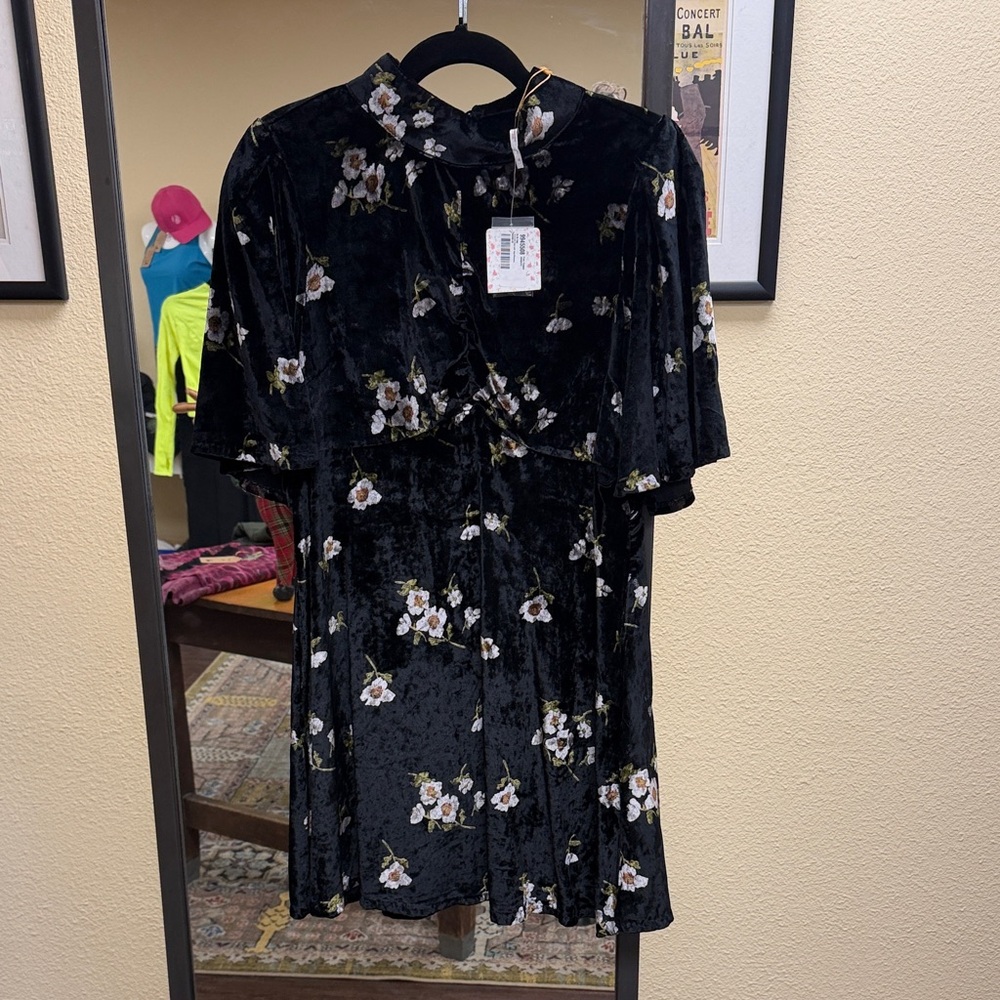 Free people Floral Velvet Dress 10 NWT